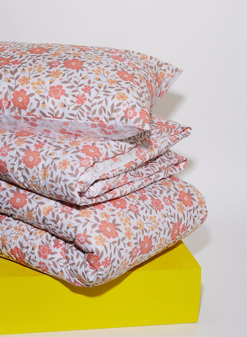 Amal 3-Piece Comforter Set - 100% Cotton King Size All Season Everyday Use Bedding Set 1 Comforter 2 Pillow Covers Cotton Orange King centimeter  - Image 2