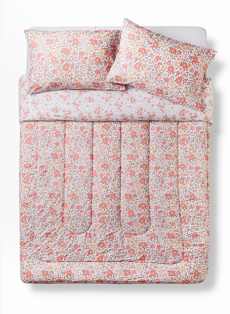 Amal 3-Piece Comforter Set - 100% Cotton King Size All Season Everyday Use Bedding Set 1 Comforter 2 Pillow Covers Cotton Orange King centimeter  - Image 4