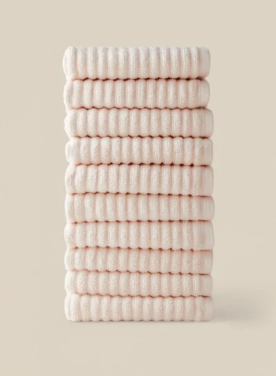 Noon East 10 Piece Bathroom Towel Set - 450 GSM 100% Cotton Ribbed - 10 Hand Towel - Highly Absorbent - Fast Dry Blush 40 x 70cm