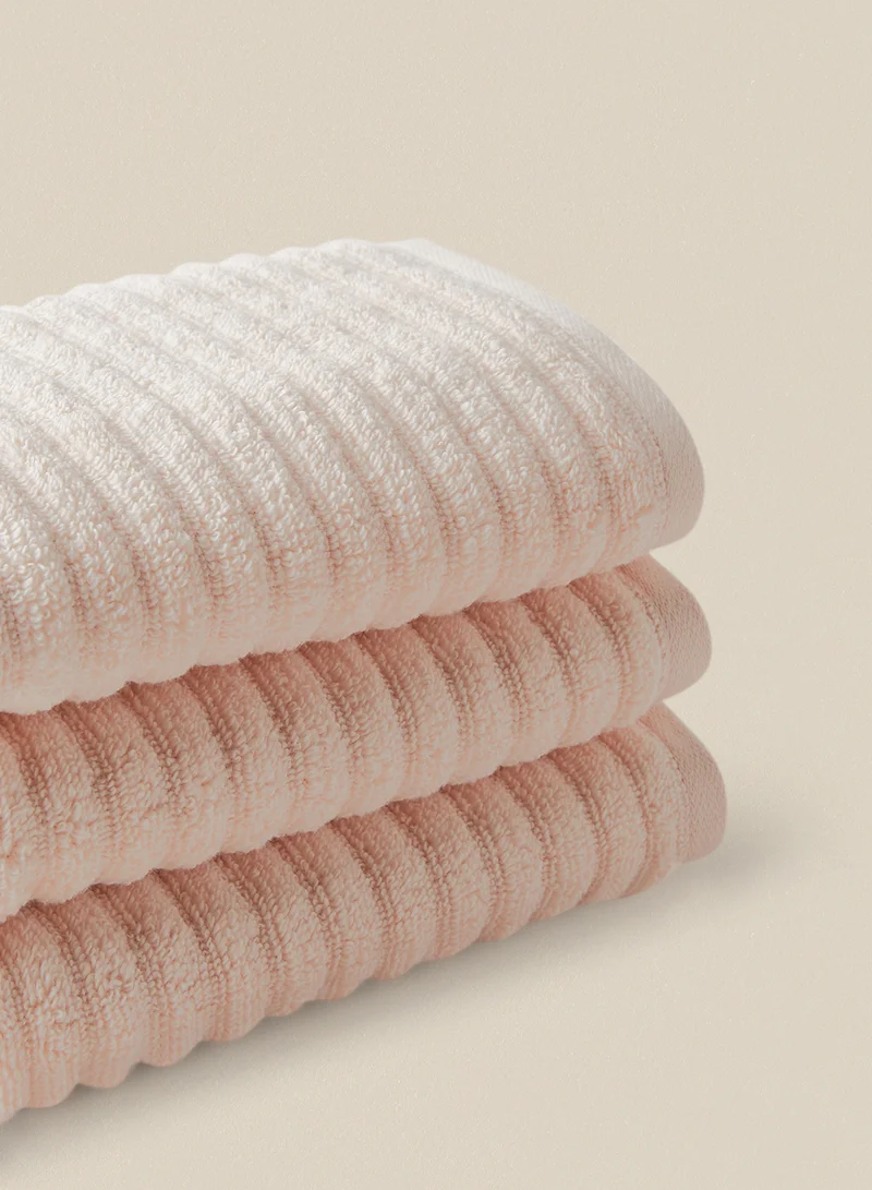 Noon East 10 Piece Bathroom Towel Set - 450 GSM 100% Cotton Ribbed - 10 Hand Towel - Highly Absorbent - Fast Dry Blush 40 x 70cm