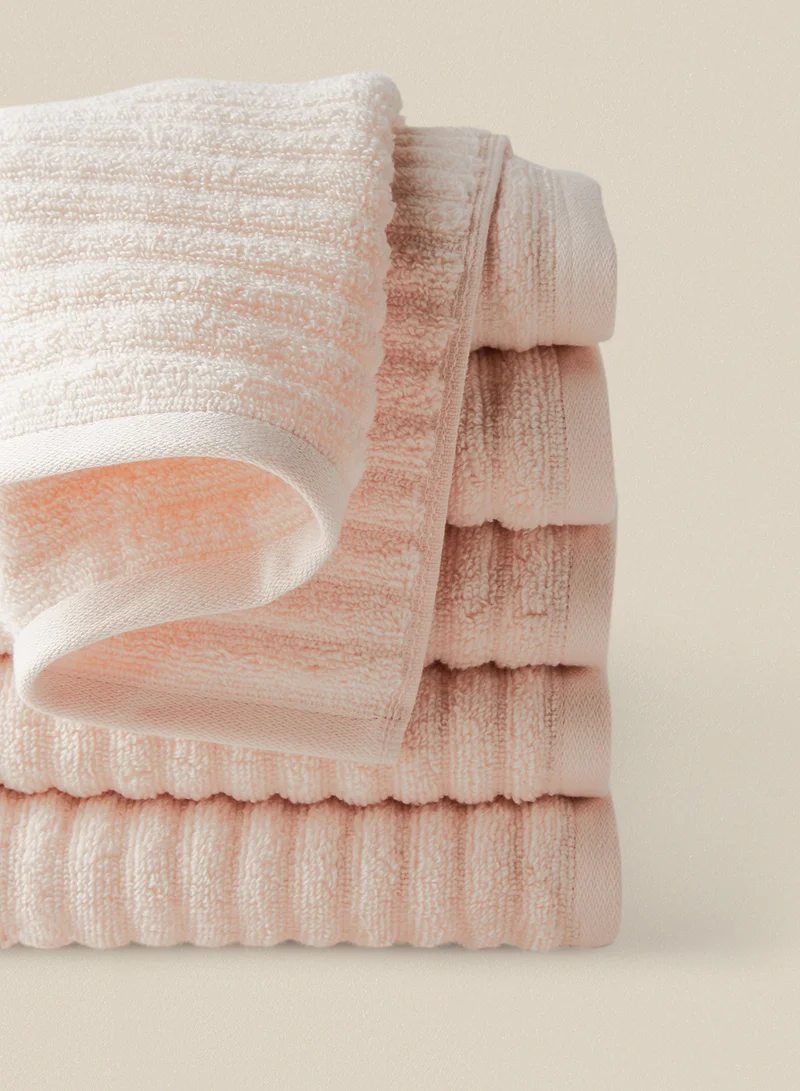 Noon East 10 Piece Bathroom Towel Set - 450 GSM 100% Cotton Ribbed - 10 Hand Towel - Highly Absorbent - Fast Dry Blush 40 x 70cm