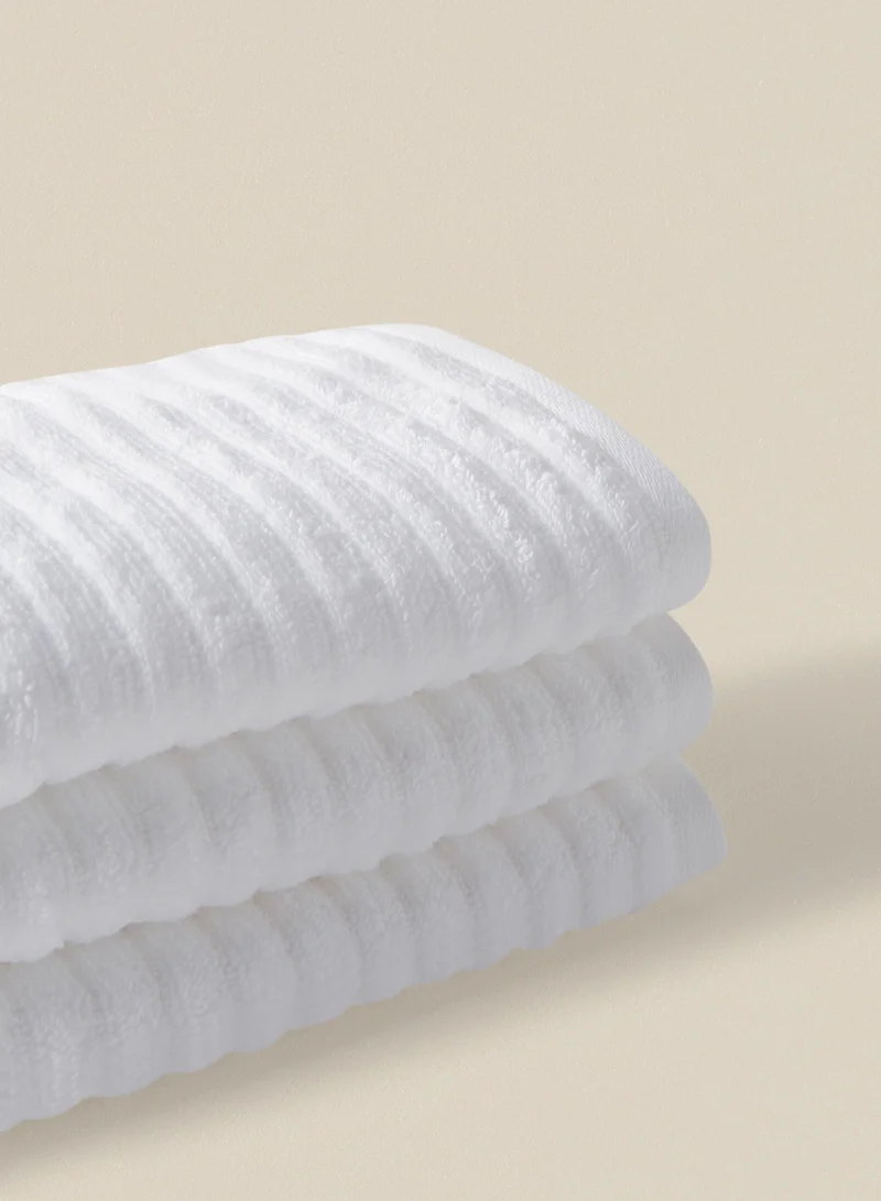 Noon East 10 Piece Bathroom Towel Set - 450 GSM 100% Cotton Ribbed - 10 Hand Towel - Highly Absorbent - Fast Dry White 40 x 70cm