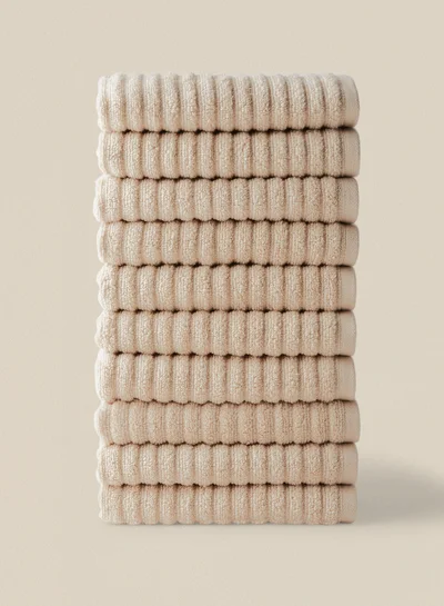 Noon East 10 Piece Bathroom Towel Set - 450 GSM 100% Cotton Ribbed - 10 Hand Towel - Highly Absorbent - Fast Dry Linen 40 x 70cm