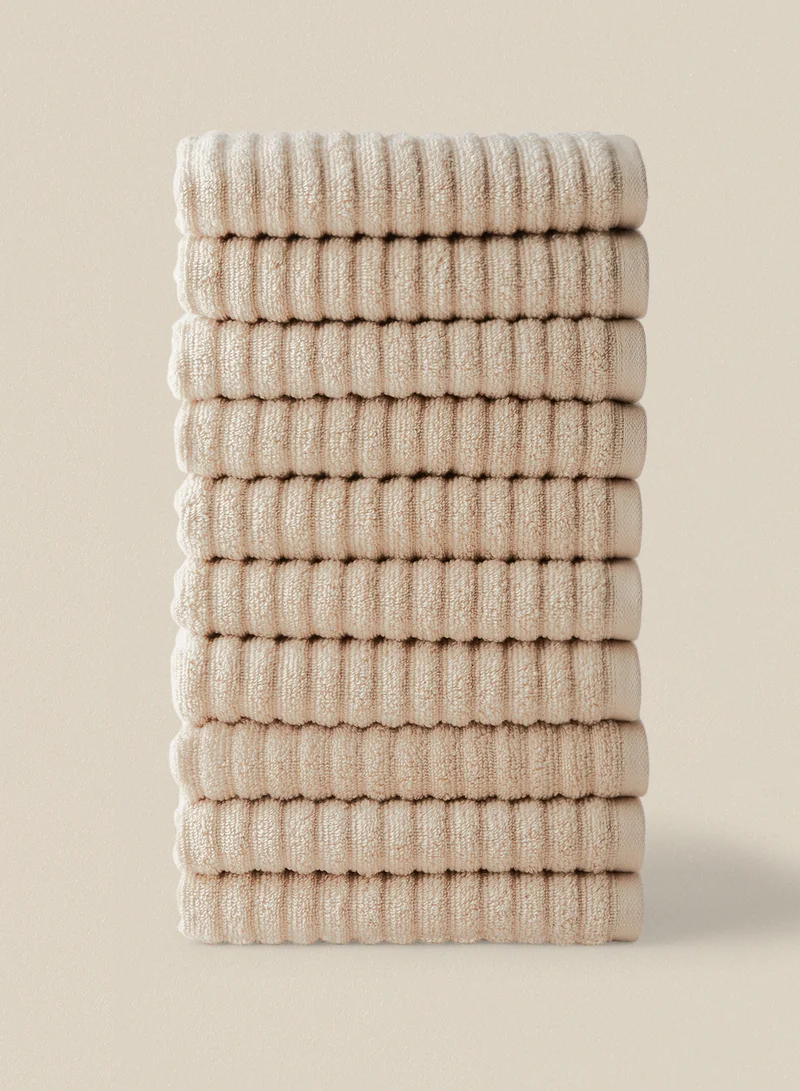 Noon East 10 Piece Bathroom Towel Set - 450 GSM 100% Cotton Ribbed - 10 Hand Towel - Highly Absorbent - Fast Dry Linen 40 x 70cm
