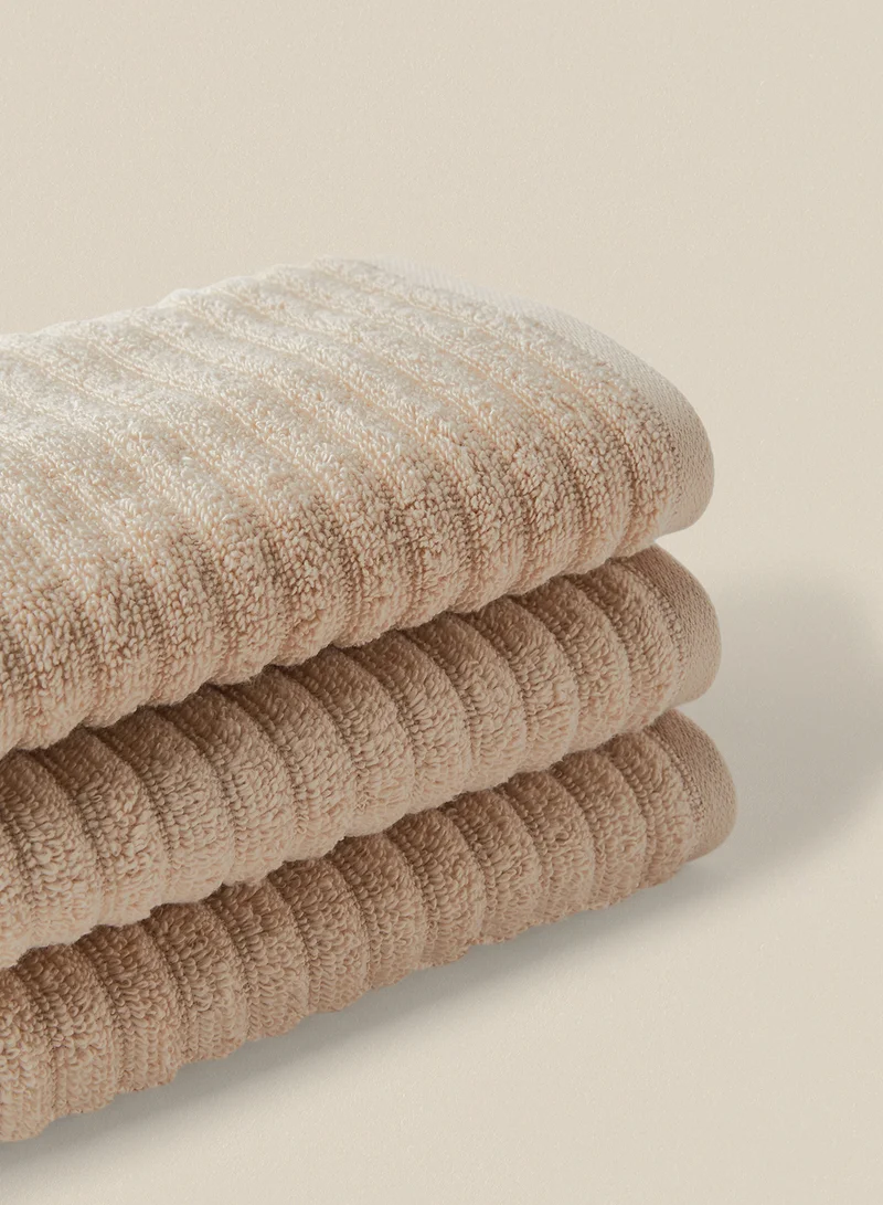 Noon East 10 Piece Bathroom Towel Set - 450 GSM 100% Cotton Ribbed - 10 Hand Towel - Highly Absorbent - Fast Dry Linen 40 x 70cm