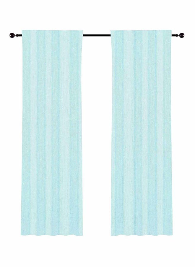 Noon East - Cotton Rich Home Essential Mietta Slub Textured Curtain Pair Aqua 137 x 240cm - Image 1
