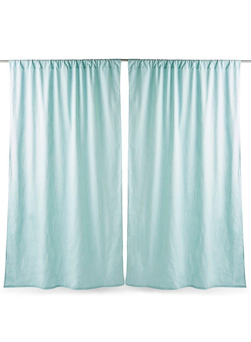 Noon East - Cotton Rich Home Essential Mietta Slub Textured Curtain Pair Aqua 137 x 240cm - Image 1