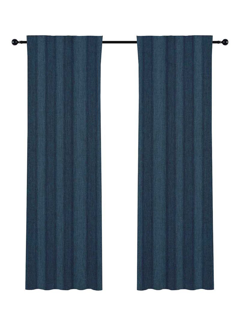 Cotton Rich Home Essential Mietta Slub Textured Curtain Pair Indigo 137 x 240cm - v1646303262/N45397044A_1