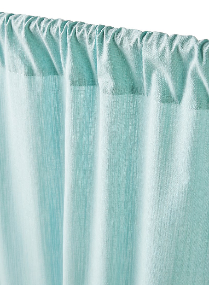 Noon East - Cotton Rich Home Essential Mietta Slub Textured Curtain Pair Aqua 137 x 240cm - Image 1