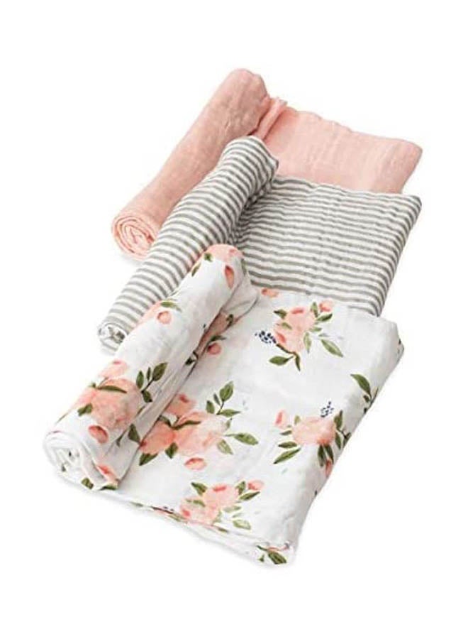 little unicorn Cotton Muslin Swaddle - Watercolour Roses  - Image 3