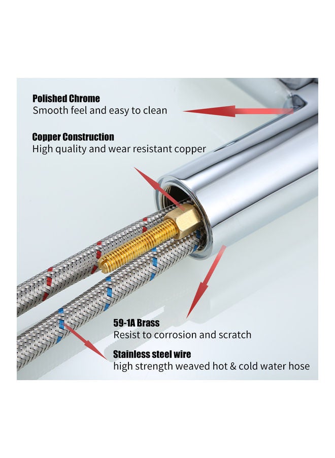 Single Handle Bathroom Faucet Silver 1None - Image 5