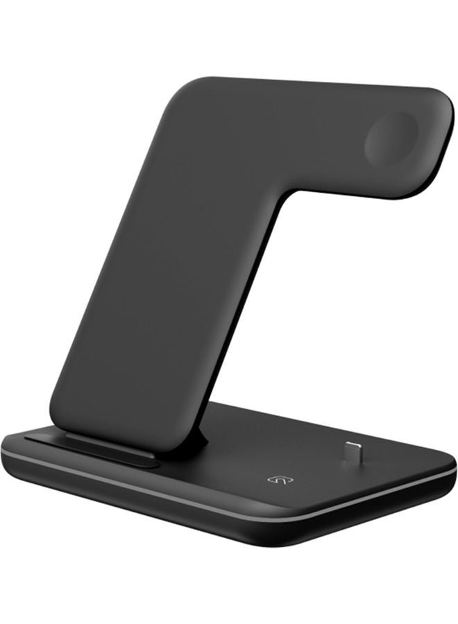 Wirelessly Charger 3 in 1 Charging Station Pad 15W Fast Charge Ultra-thin Charging Dock Replacement for IOS Android Black - Image 1