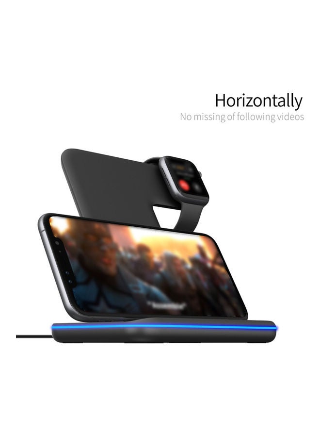 Wirelessly Charger 3 in 1 Charging Station Pad 15W Fast Charge Ultra-thin Charging Dock Replacement for IOS Android Black - Image 4