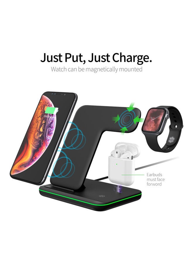 Wirelessly Charger 3 in 1 Charging Station Pad 15W Fast Charge Ultra-thin Charging Dock Replacement for IOS Android Black - Image 5
