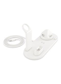 Multifunctional 4 In 1 Wirelessly C-harger Dock Cell Phone Holder Rotatable Base Deisgn Stand Replacement for AirPods/ A-pple Watch/ i-Phone Portable White
