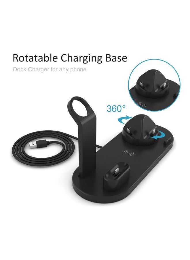 Generic - Multifunctional 4 In 1 Wirelessly C-harger Dock Cell Phone Holder Rotatable Base Deisgn Stand Replacement for AirPods/ A-pple Watch/ i-Phone Portable White - Image 1