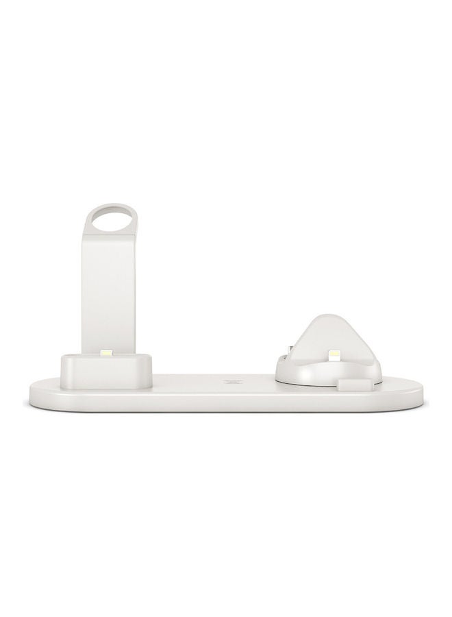 Generic - Multifunctional 4 In 1 Wirelessly C-harger Dock Cell Phone Holder Rotatable Base Deisgn Stand Replacement for AirPods/ A-pple Watch/ i-Phone Portable White - Image 1