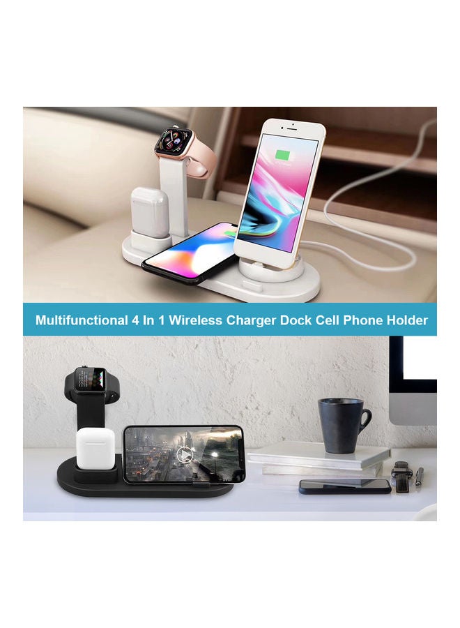 Generic - Multifunctional 4 In 1 Wirelessly C-harger Dock Cell Phone Holder Rotatable Base Deisgn Stand Replacement for AirPods/ A-pple Watch/ i-Phone Portable White - Image 1