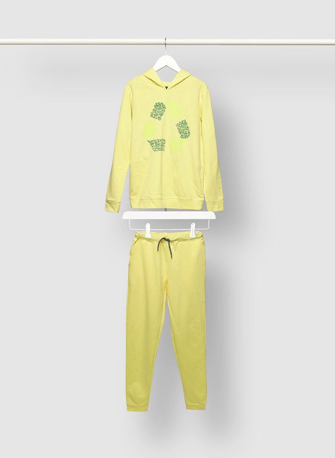 QUWA - Trendy Boys Printed Jacket And Joggers Clothing Set Yellow - Image 1