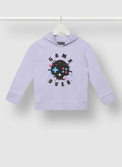 QUWA Elegant Boys Graphic Printed Cotton Casual Hoodie Light Purple  - Image 1