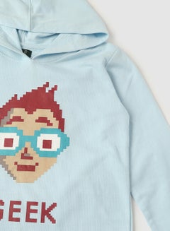 QUWA Comfortable Boys Graphic Printed Hoodie Blue  - Image 4