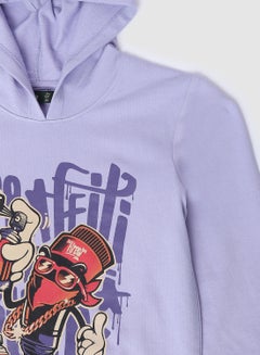 QUWA Stylish Boys Graphic Printed Hoodie Light Purple  - Image 4