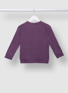 QUWA Trendy Boys Graphic Printed Long Sleeve Cotton Crew Neck Sweatshirt Light Purple  - Image 2
