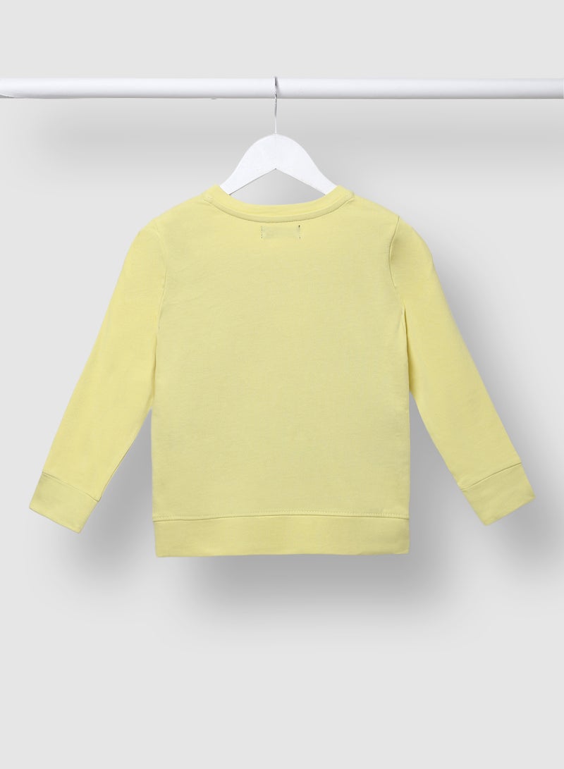 QUWA - Elegant Boys Graphic Printed Long Sleeve Crew Neck Sweatshirt Yellow - Image 1