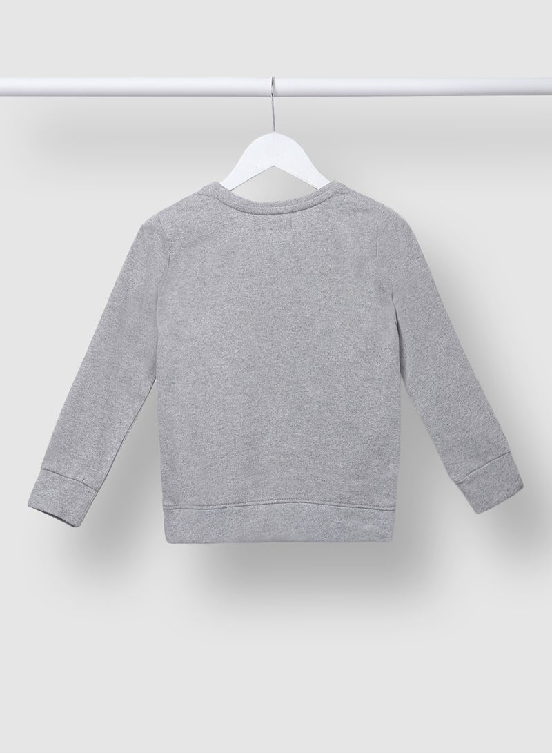 QUWA - Stylish Boys Graphic Printed Long Sleeve Crew Neck Sweatshirt Grey - Image 1