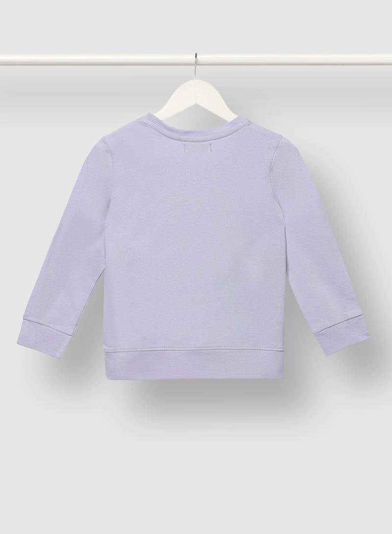 QUWA - Trendy Boys Graphic Printed Crew Neck Sweatshirt Light Purple - Image 1