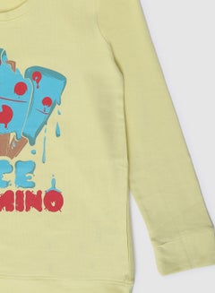 QUWA Stylish Boys Graphic Printed Crew Neck Sweatshirt Light Yellow  - Image 4