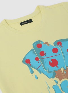 QUWA Stylish Boys Graphic Printed Crew Neck Sweatshirt Light Yellow  - Image 5