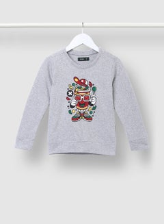 QUWA Casual Boys Graphic Printed Long Sleeve Sweatshirt Grey  - Image 1