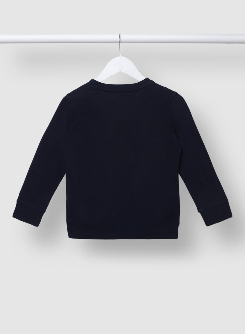 QUWA - Boys Graphic Printed Crew Neck Sweatshirt Navy Blue - Image 1
