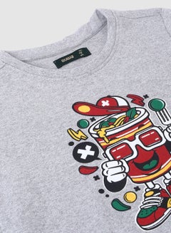QUWA Casual Boys Graphic Printed Long Sleeve Sweatshirt Grey  - Image 3