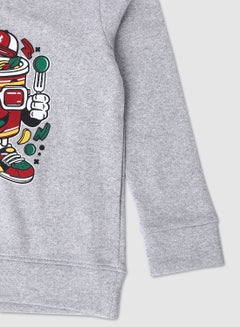 QUWA Casual Boys Graphic Printed Long Sleeve Sweatshirt Grey  - Image 4