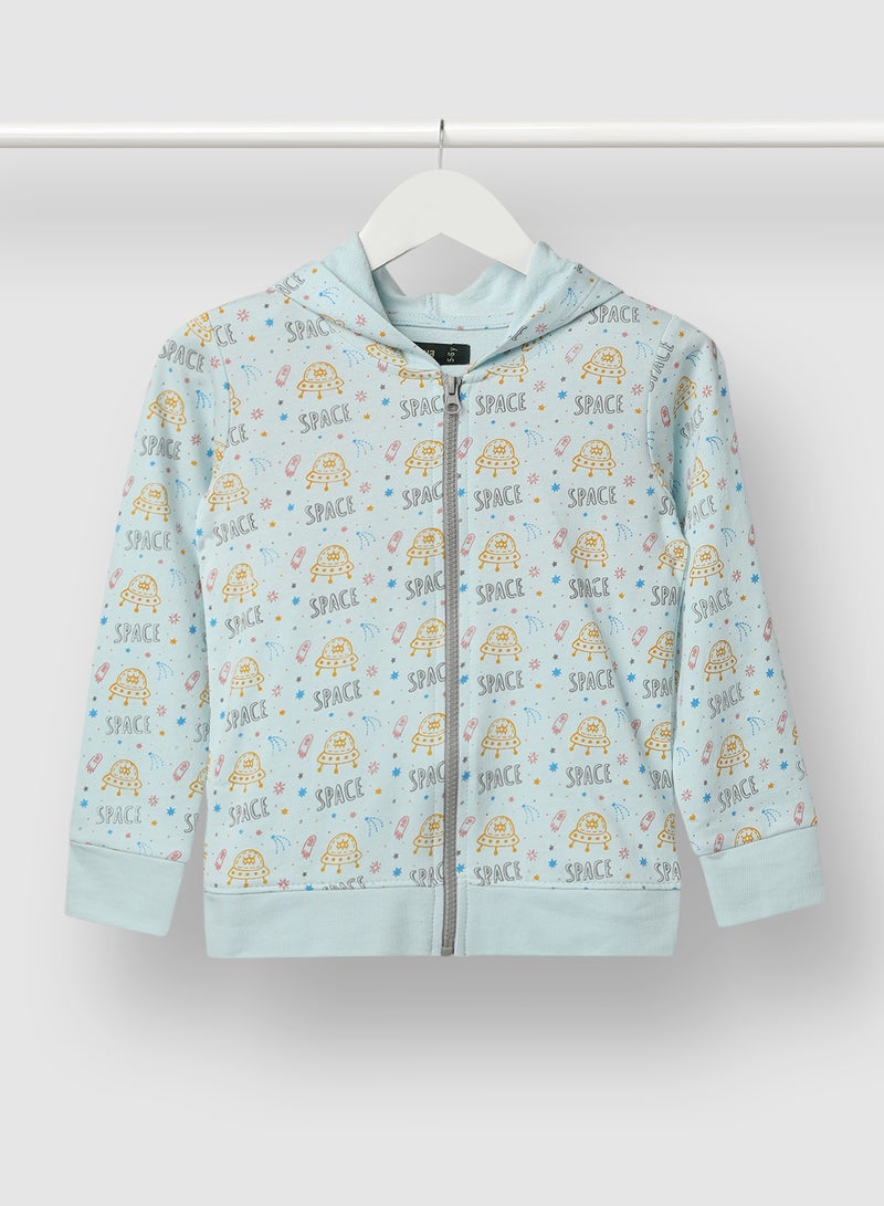 QUWA - Stylish Boys All Over Printed Long Sleeve Sweatshirt Blue - Image 1
