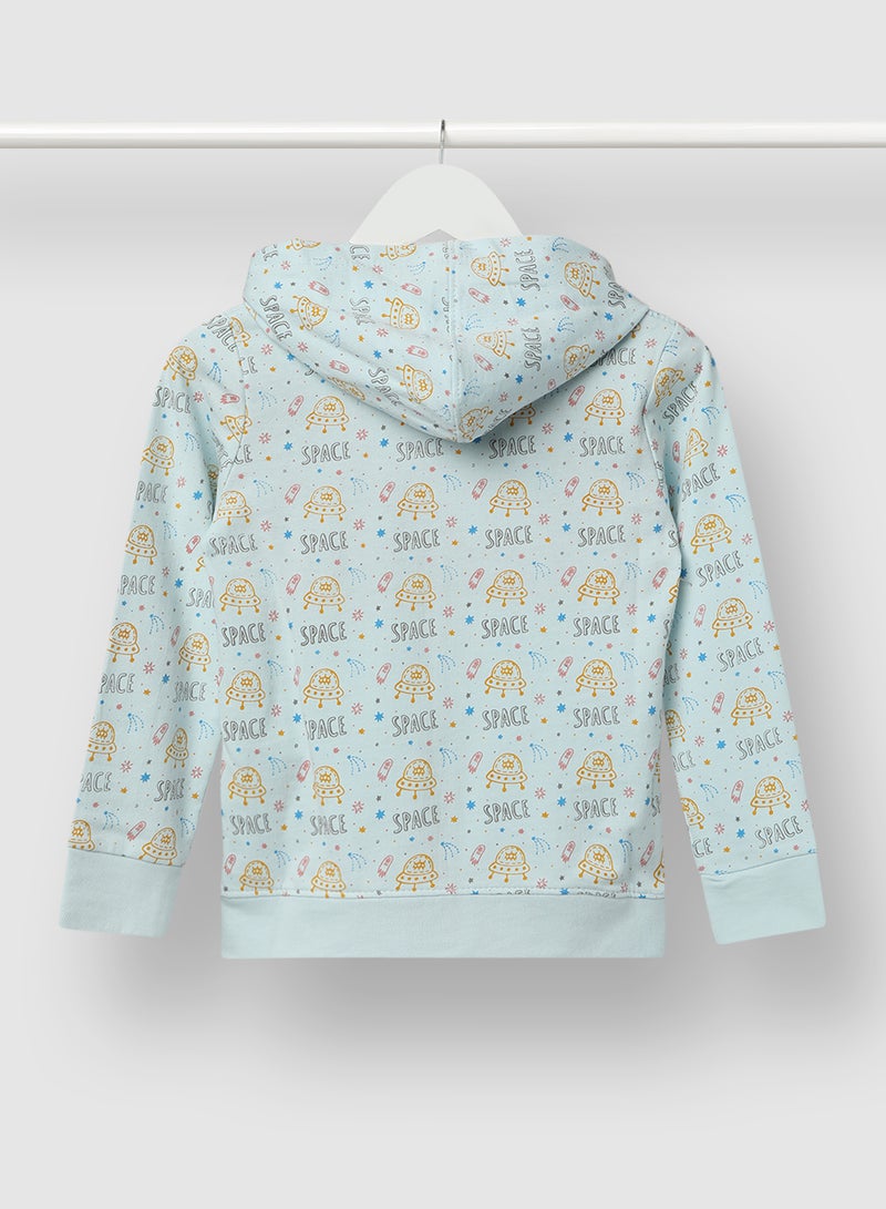 QUWA - Stylish Boys All Over Printed Long Sleeve Sweatshirt Blue - Image 1