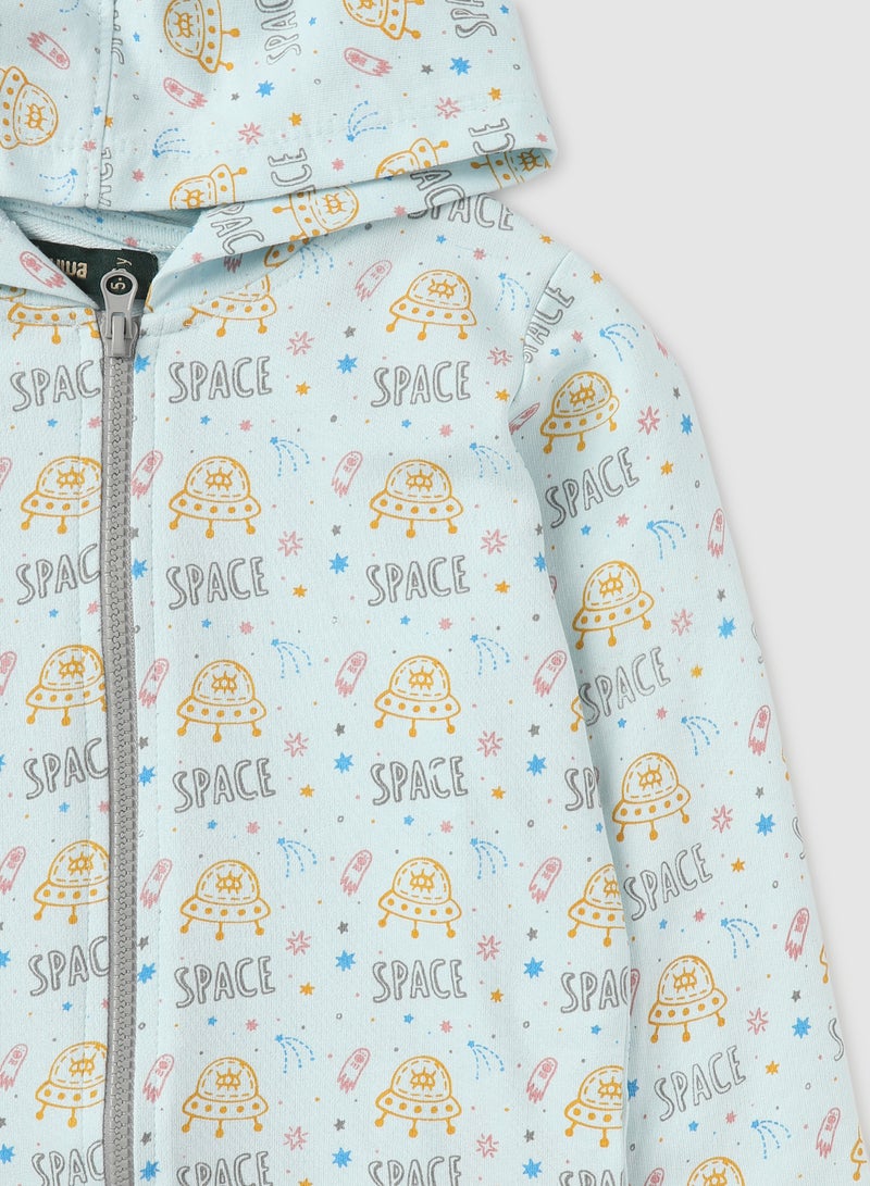 QUWA - Stylish Boys All Over Printed Long Sleeve Sweatshirt Blue - Image 1