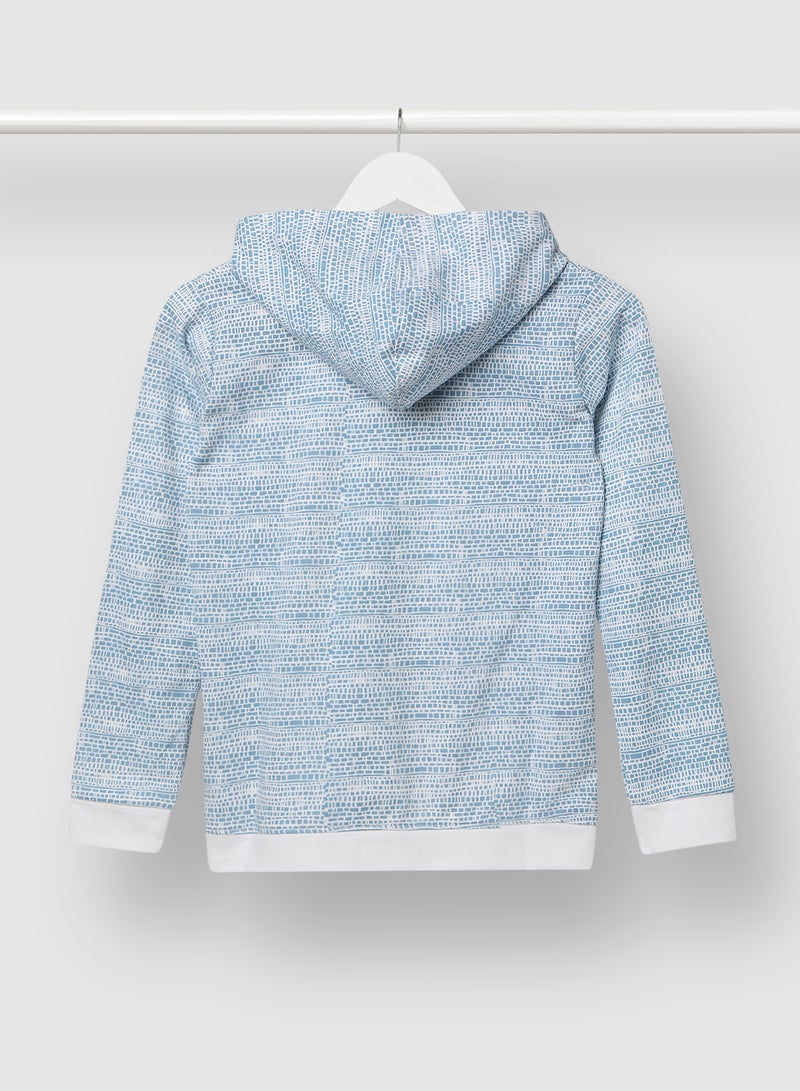 QUWA - Boys Stylish All Over Printed Long Sleeve Cotton Casual Sweatshirt Light blue - Image 1