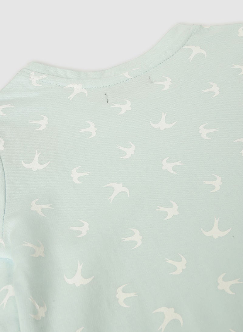 QUWA - Boys Elegant All Over Printed Cotton Casual Sweatshirt Green - Image 1