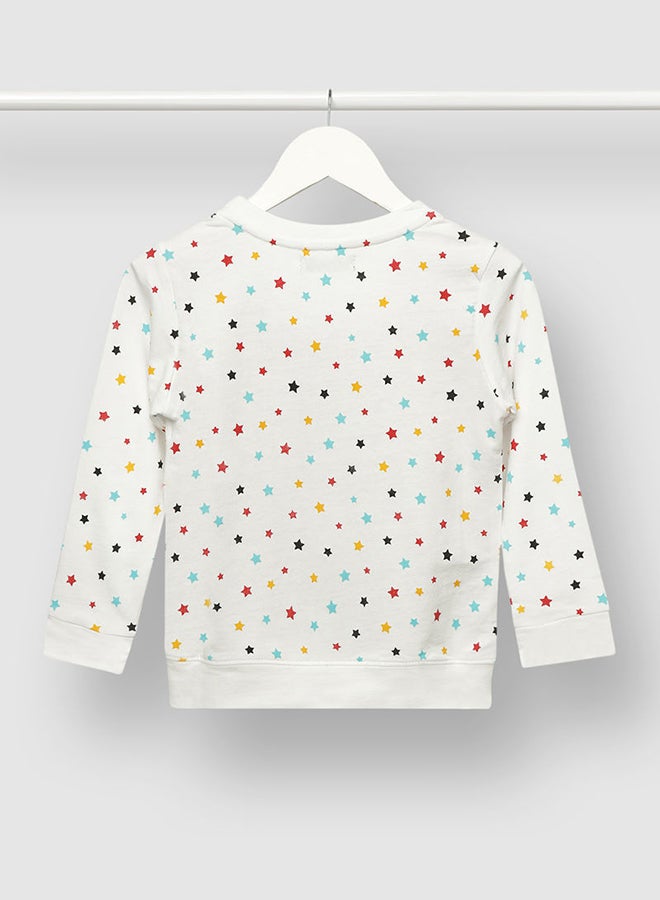 QUWA Elegant Boys All Over Printed Sweatshirt White/Light Blue/Red  - Image 2