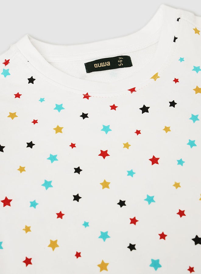QUWA Elegant Boys All Over Printed Sweatshirt White/Light Blue/Red  - Image 3
