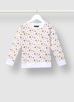 QUWA Comfortable Boys All Over Printed Sweatshirt White/Black/Yellow  - Image 1