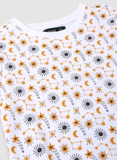 QUWA Comfortable Boys All Over Printed Sweatshirt White/Black/Yellow  - Image 3