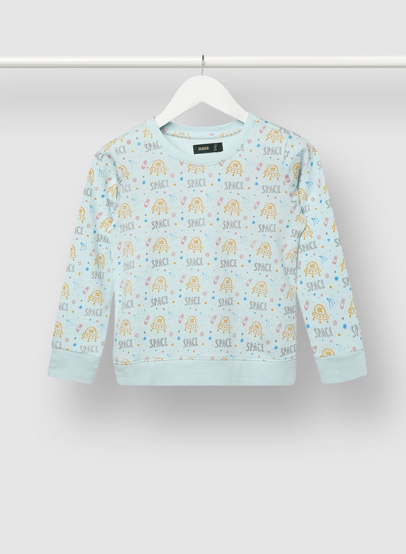 QUWA - Stylish Boys All Over Printed Sweatshirt Blue - Image 1