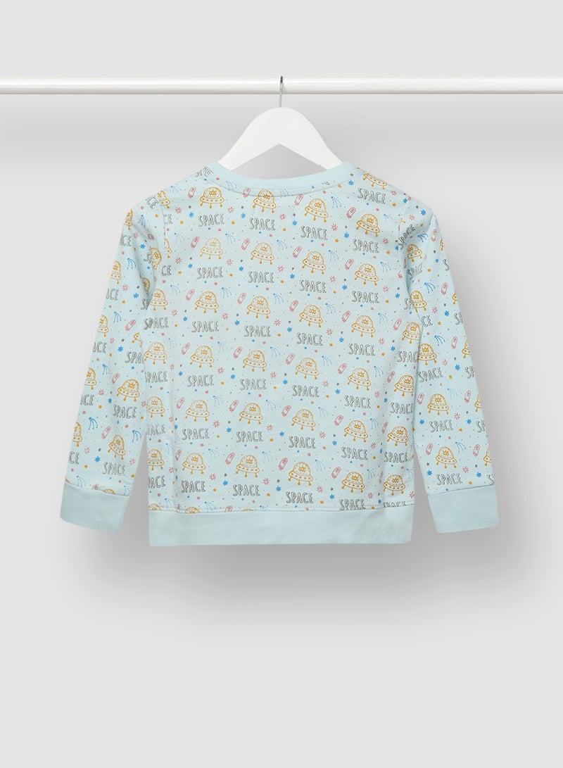 QUWA - Stylish Boys All Over Printed Sweatshirt Blue - Image 1