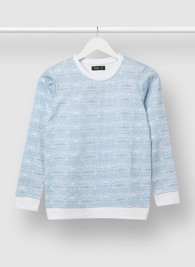 QUWA - Boys Stylish All Over Printed Sweatshirt Light Blue - Image 1