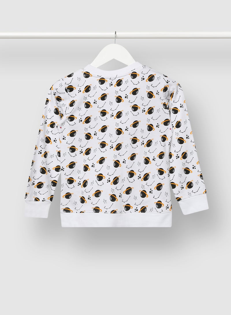 QUWA Boys All Over Printed Sweatshirt White/Black/Light Yellow  - Image 2