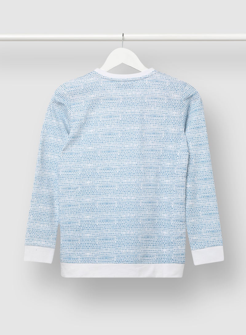 QUWA - Boys Stylish All Over Printed Sweatshirt Light Blue - Image 1
